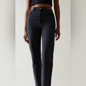Kendall & Kylie Eco Black Strappy Stud Dad Jeans